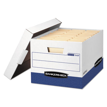 Bankers Box® R-kive Heavy-duty Storage Boxes With Dividers, Letter-legal Files, 12.75" X 16.5" X 10.38", White-blue, 12-carton freeshipping - TVN Wholesale